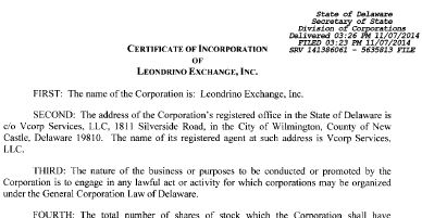 Spin-off Leondrino IP Into a Separate New Company